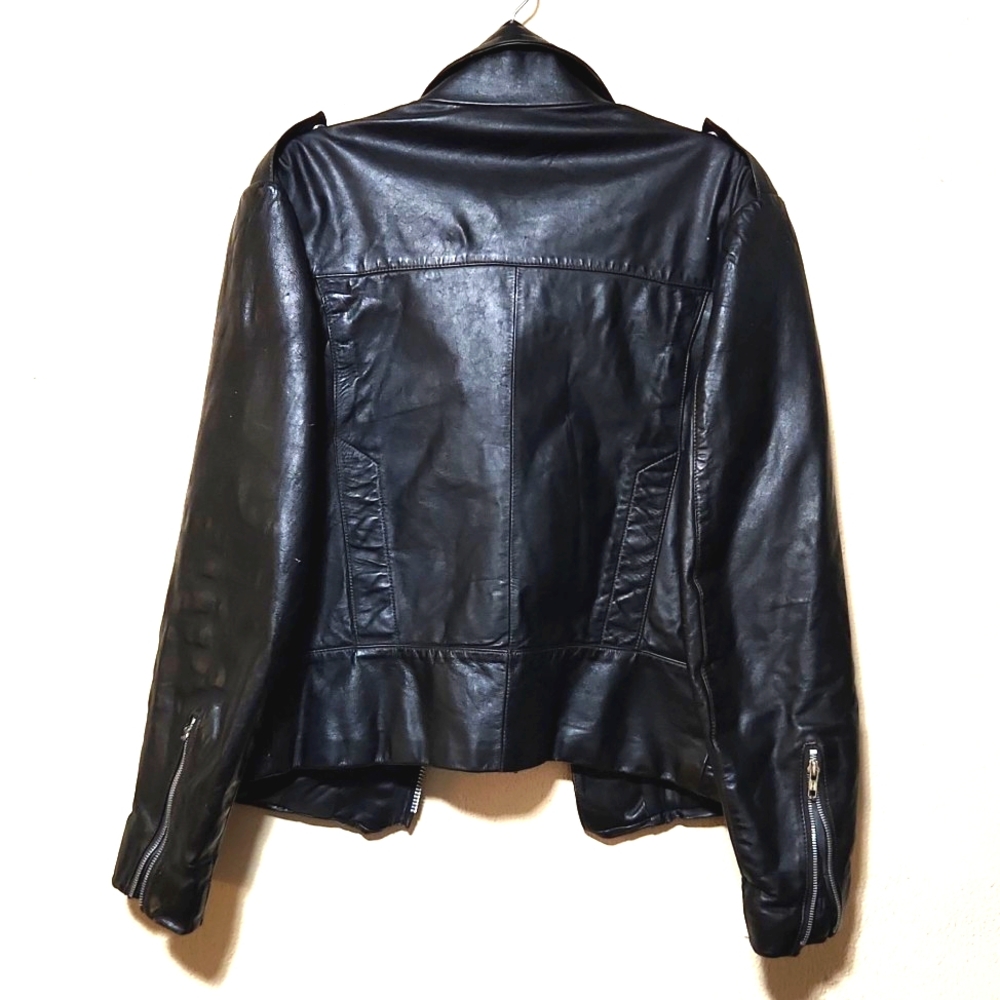 Vintage 80's Baja California Leather Biker Jacket Black Size 40 - Picture 13 of 14